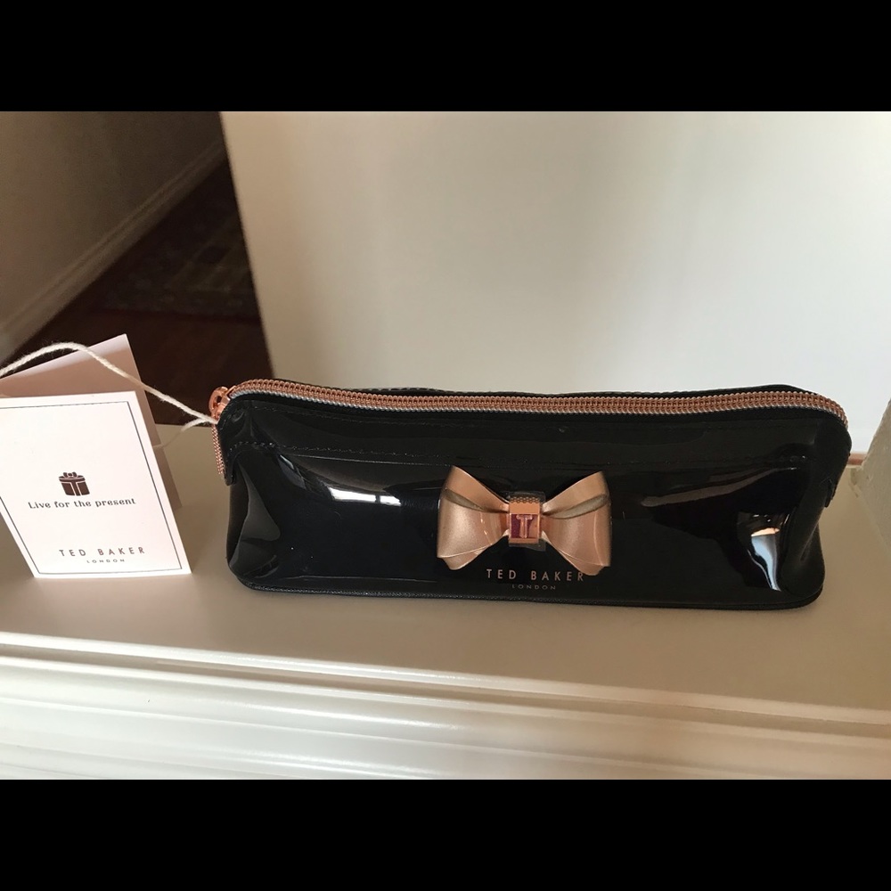 NWT Ted Baker Makeup or Pencil Bow Case Black